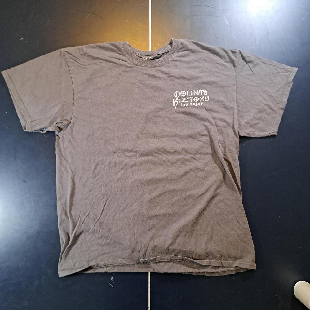 Kustom Men's Brown and Grey T-shirt